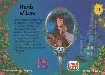 1992 Pro Set Beauty and the Beast #71 Words of Love Back
