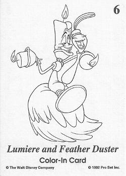 1992 Pro Set Beauty and the Beast - Color in Cards #C6 Lumiere / Lumiere and Feather Duster Back