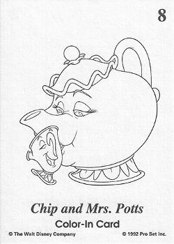 1992 Pro Set Beauty and the Beast - Color in Cards #C8 Chip and Mrs. Potts / Armoire Front