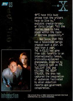 1995 Topps The X-Files Season One #3 Introduction Back