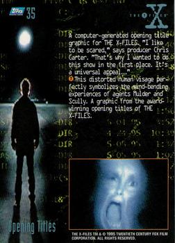 1995 Topps The X-Files Season One #35 A computer-generated opening title Back