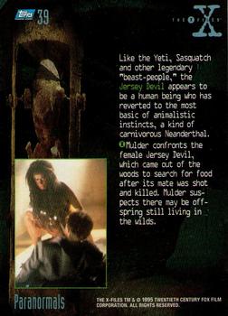 1995 Topps The X-Files Season One #39 Jersey Devil Back