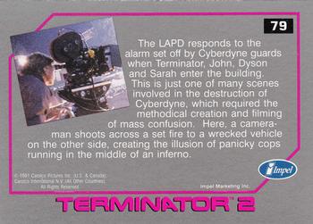 1991 Impel Terminator 2: Judgment Day #79 Filming the Siege of Cyberdyne Back