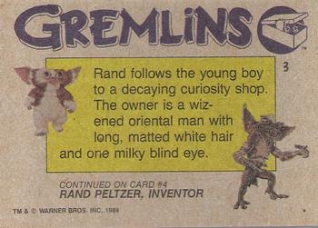 1984 Topps Gremlins #3 The Old Oriental Man Back