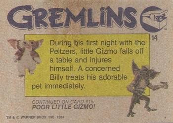 1984 Topps Gremlins #14 Gizmo's Boo-Boo Back
