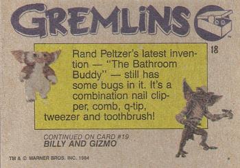1984 Topps Gremlins #18 Dad's Latest Invention Back