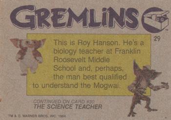 1984 Topps Gremlins #29 Enter Roy Hanson Back