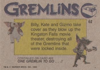 1984 Topps Gremlins #62 Blowing Up the Theater Back
