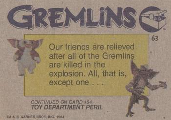 1984 Topps Gremlins #63 One Gremlin to Go ...! Back
