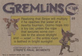 1984 Topps Gremlins #69 Gizmo Saves the Day! Back