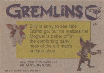 1984 Topps Gremlins #74 The Peltzers and Kate Back