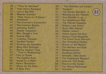 1984 Topps Gremlins #82 Gremlins Checklist Back