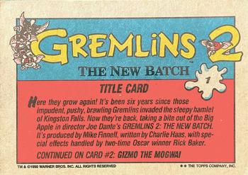 1990 Topps Gremlins 2: The New Batch #1 Title Card Back