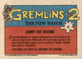 1990 Topps Gremlins 2: The New Batch #5 Lenny the Mogwai Back