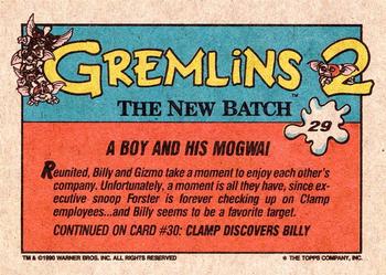 1990 Topps Gremlins 2: The New Batch #29 A Boy and His Mogwai Back