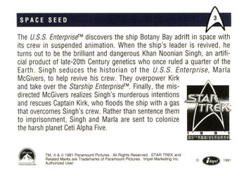 1991 Impel Star Trek 25th Anniversary #3 Space Seed Back