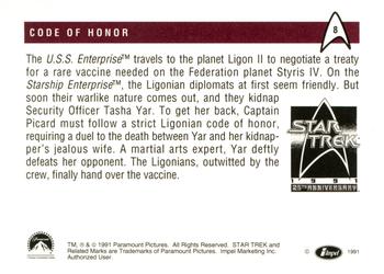 1991 Impel Star Trek 25th Anniversary #8 Code of Honor Back