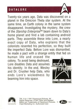 1991 Impel Star Trek 25th Anniversary #26 Datalore Back