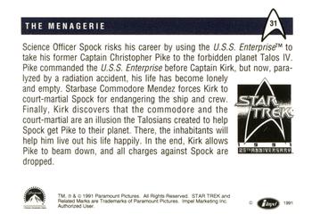 1991 Impel Star Trek 25th Anniversary #31 The Menagerie Back