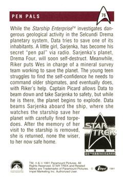 1991 Impel Star Trek 25th Anniversary #76 Pen Pals Back