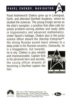 1991 Impel Star Trek 25th Anniversary #99 Pavel Chekov, Navigator Back