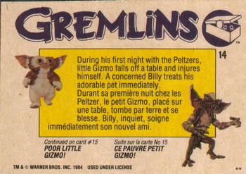 1984 O-Pee-Chee Gremlins #14 Gizmo's Boo-Boo Back