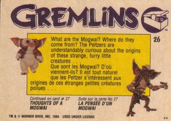 1984 O-Pee-Chee Gremlins #26 Friend ... or Foe? Back