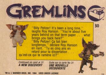 1984 O-Pee-Chee Gremlins #30 The Science Teacher Back