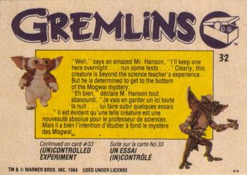 1984 O-Pee-Chee Gremlins #32 The Caged Mogwai Back