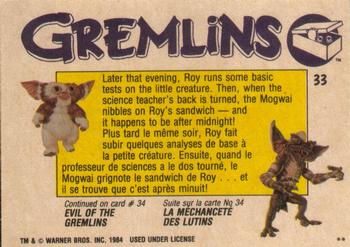 1984 O-Pee-Chee Gremlins #33 (Un)controlled Experiment Back