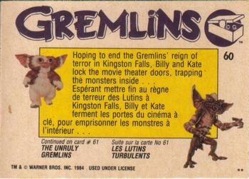 1984 O-Pee-Chee Gremlins #60 Trapped!! Back