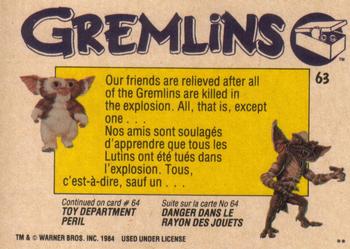 1984 O-Pee-Chee Gremlins #63 One Gremlin to Go ...! Back