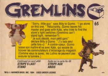 1984 O-Pee-Chee Gremlins #65 The Friends Separate Back