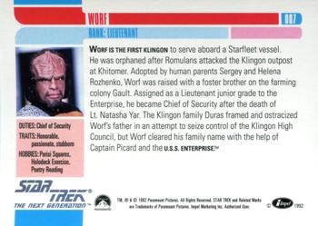 1992 Impel Star Trek: The Next Generation #007 Lieutenant Worf Back