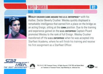 1992 Impel Star Trek: The Next Generation #012 Ensign Wesley Crusher Back
