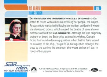 1992 Impel Star Trek: The Next Generation #016 Ensign Ro Laren Back