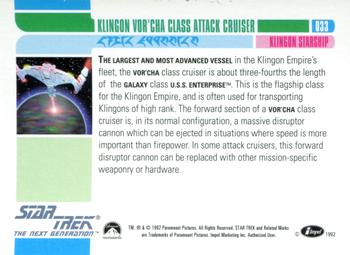 1992 Impel Star Trek: The Next Generation #033 Klingon Vor'cha Class Attack Cruiser Back