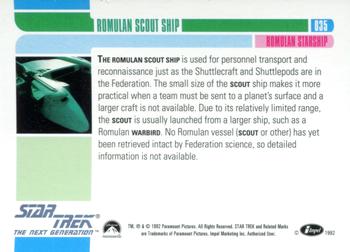 1992 Impel Star Trek: The Next Generation #035 Romulan Scout Ship Back