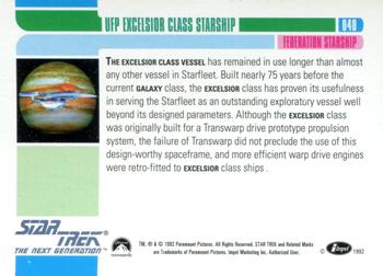1992 Impel Star Trek: The Next Generation #040 Federation Excelsior Class Back