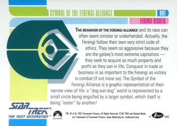 1992 Impel Star Trek: The Next Generation #081 Symbol of the Ferengi Alliance Back
