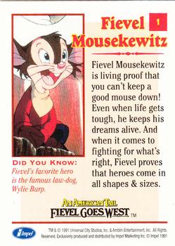 1991 Impel An American Tail: Fievel Goes West #1 Fievel Mousekewitz Back