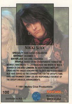 1991 Brockum Rock Cards #100 Nikki Sixx Back