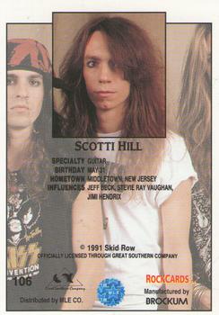 1991 Brockum Rock Cards #106 Scotti Hill Back
