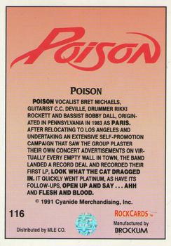 1991 Brockum Rock Cards #116 Poison Back
