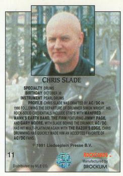 1991 Brockum Rock Cards #11 Chris Slade Back