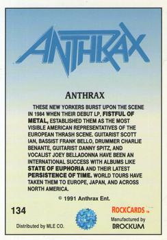 1991 Brockum Rock Cards #134 Anthrax Back