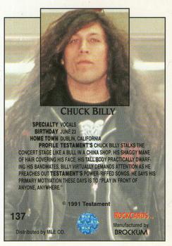 1991 Brockum Rock Cards #137 Chuck Billy Back