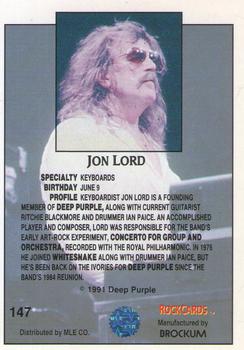1991 Brockum Rock Cards #147 Jon Lord Back