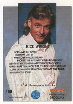 1991 Brockum Rock Cards #158 Rick Wright Back
