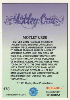 1991 Brockum Rock Cards #178 Motley Crue Back